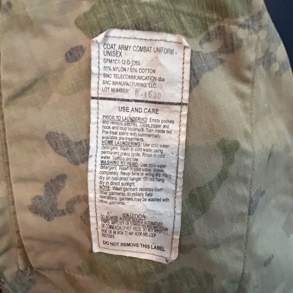 USA Army Coat Combat Uniform Unisex Multicam Large Regular Staff Sargent E-6
